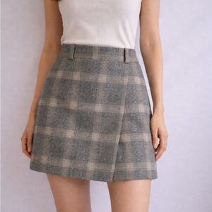 NWT Eddie Bauer Wool Plaid Gray Skirt